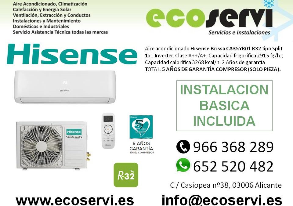 Aire Acondicionado Alicante Split Hisense Brissa CA35YR01