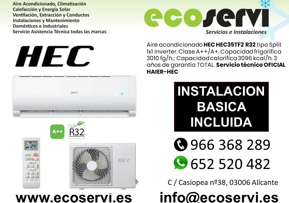 Aire Acondicionado Alicante Split HEC HEC35TF2 R32