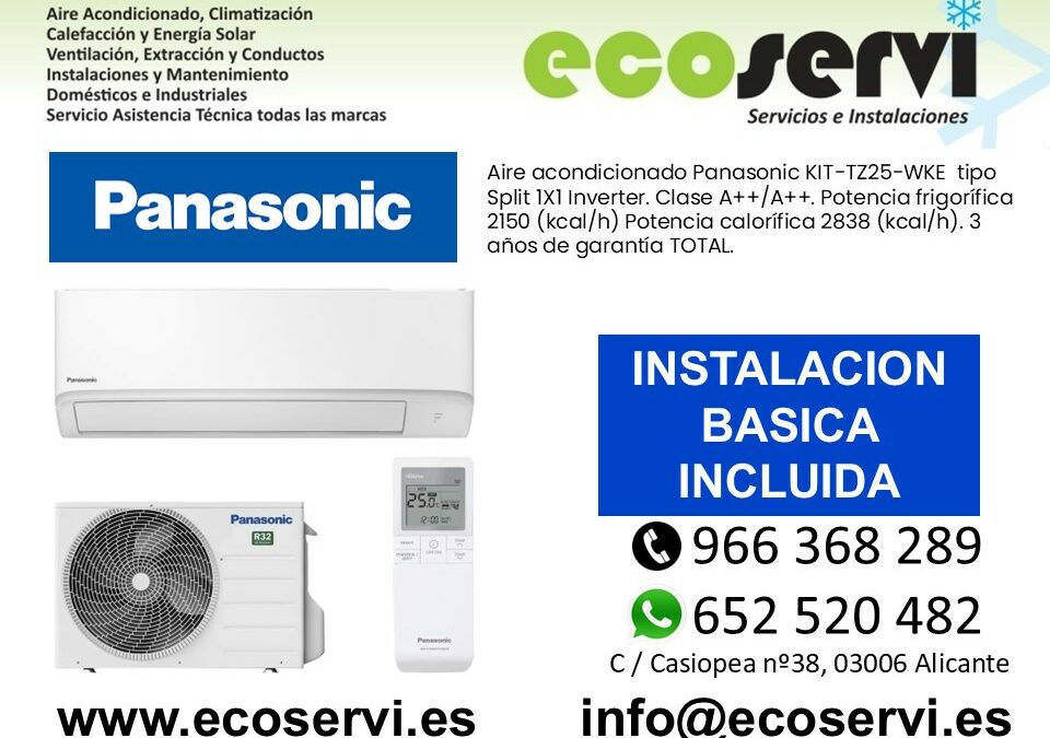 Aire Acondicionado Alicante Split Panasonic KIT-TZ25-WKE R32