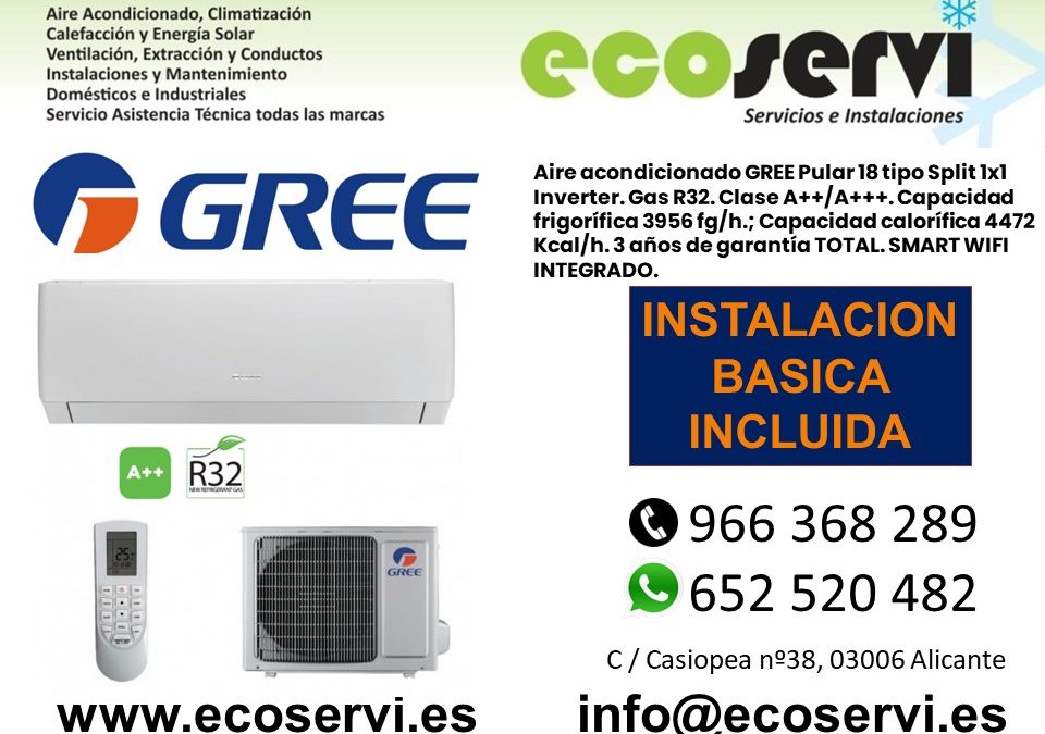 Aire Acondicionado Alicante Split GREE PULAR 18
