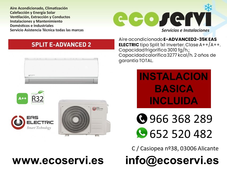 Aire Acondicionado Alicante Split EAS ELECTRIC EMX35K