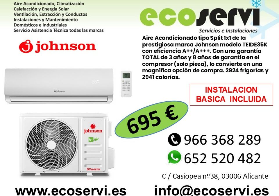 Aire Acondicionado Alicante Split JOHNSON TEIDE35K